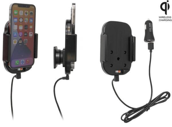 Apple iPhone 12/ 12 Pro  Qi Wireless  Actieve verstelbare houder met 12V USB plug - Afbeelding 1