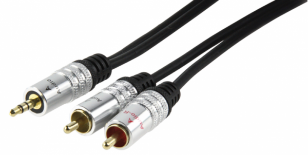 Audio cable 3.5 mm jack (male) --> 2x RCA cinch (male) premium, 2.5 meter - Afbeelding 1