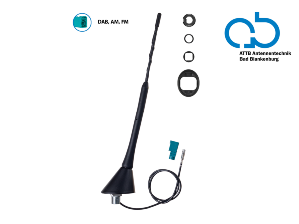 Bad Blankenburg 16V Dak antenne AM/FM 76graden hoek, (DAB+ ready) passief - Afbeelding 1