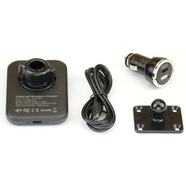 Fix2Car houder voor QI2 draadloos opladen voor Iphone 13/14/15/16, max 15W, met magnetische ring. - Afbeelding 2