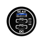 2x QC4.0 PD type USB C auto lader12/24V 3.0A + 1x USB A/ wit (bulk) - Afbeelding 2