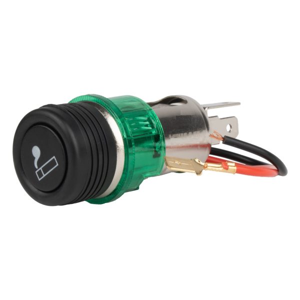 Sigaretten aansteker doos met plug en groen licht, 12V - Afbeelding 1